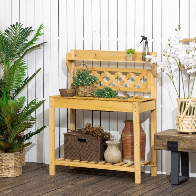 Outsunny Tavola da trapianto 92x45x120cm Marrone