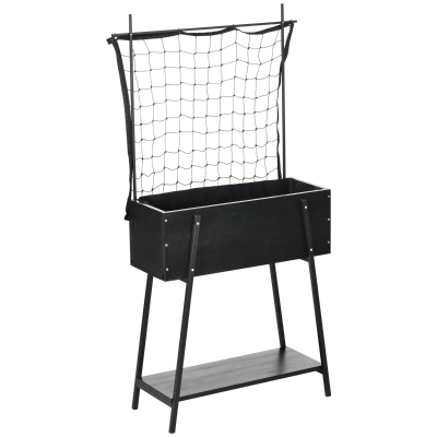 Outsunny Jardinera elevada con estante inferior y enrejado de red para plantas y flores - 89x34x168 cm