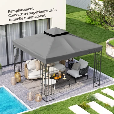 Outsunny Telo per gazebo 300x300cm Grigio scuro