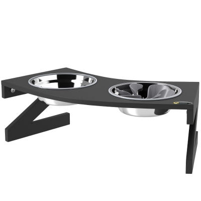 PawHut Erhöhter Futternapf für Hunde mit Ständer Futternapf für Hunde mit 2 Edelstahlschüsseln von 1L 52,5 x 30 x 16,5 cm Schwarz