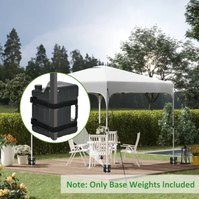 Outsunny Lote de 4 pies de pérgola desplegable llenos de agua o arena en PEHD con asas integradas y correas, Negro
