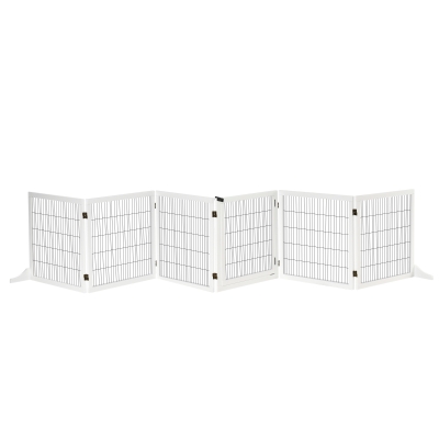 PawHut Barrera de seguridad perros barrera autoportante barrera modular plegable 6 paneles 2 patas soporte madera de pino
