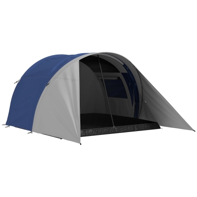Outsunny Tenda da campeggio 390x315x188cm Blu e grigio