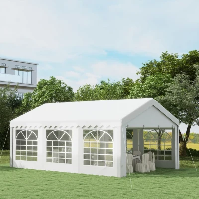 Outsunny Tendone per Feste 6x4m con Pareti Rimovibili e Finestre