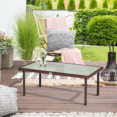 Outsunny tavolino da giardino 90x50x35cm Marrone