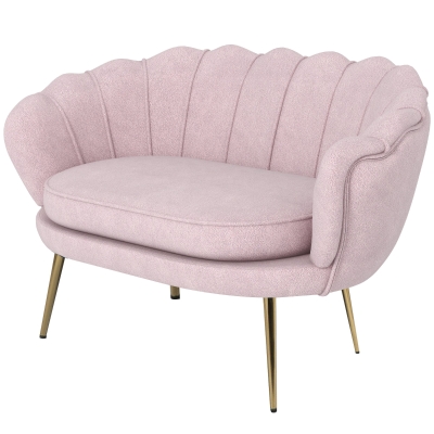 HOMCOM 2-Sitzer-Sofa im Industrial Chic-Stil aus Samteffektgewebe und Metall, 130x77x77 cm, Rosa