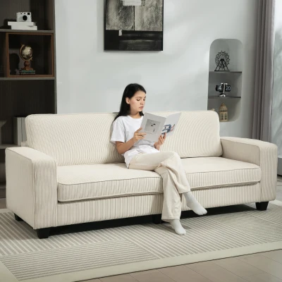 HOMCOM Divano a 3 posti 227cm x 84cm x 87cm Bianco crema