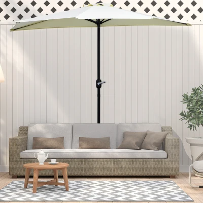 Outsunny Medio parasol 2,6 m, parasol de balcón 5 varillas acero poliéster Beige