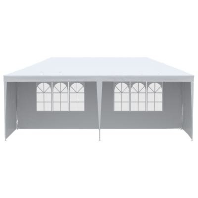 Outsunny Faltbarer Gartenpavillon für Feste und Veranstaltungen mit abnehmbaren Paneelen, 5,83x2,95 m, Weiß