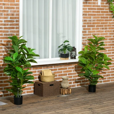 HOMCOM Set di 2 piante artificiali 15x15x110cm Verde