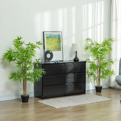 Outsunny Conjunto de 2 bambús artificiales Altura 1,5 m 644 Hojas densas realistas Maceta Incluida Negro con Líquen Verde