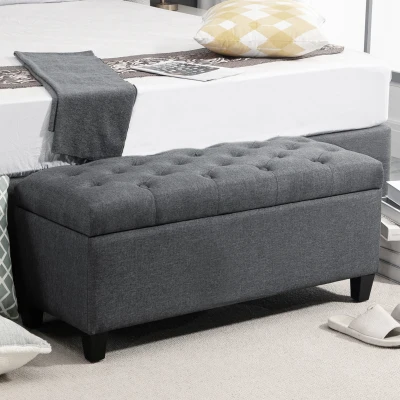 HOMCOM Panca imbottia 100x40x44cm Grigio scuro