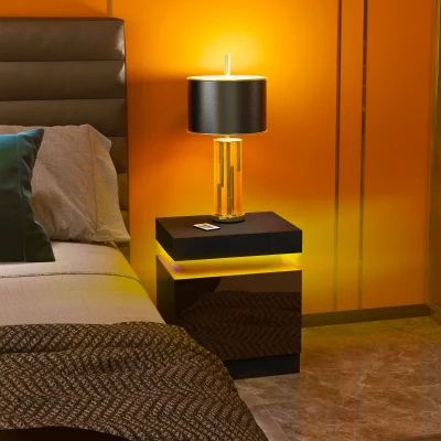 HOMCOM Comodino 45x35x52cm Nero