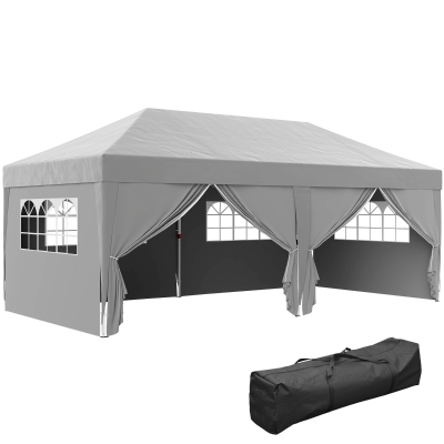 Outsunny Gazebo pieghevole 590x295x285cm Grigio