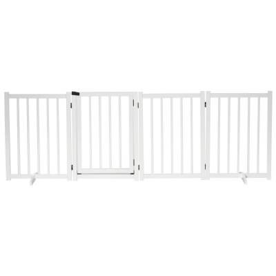 PawHut Barrière Pliable Bois Blanc avec Serrure 237,5x80cm