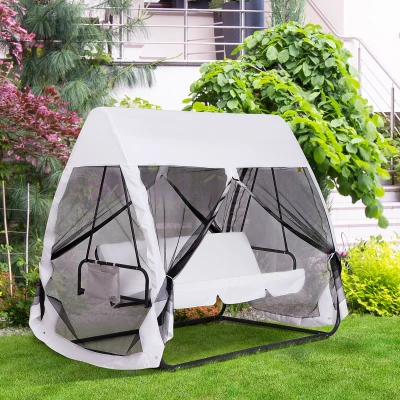 Outsunny Dondolo da giardino 240x140x197cm Bianco