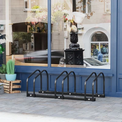 HOMCOM Fahrradständer für 3 Fahrräder, Abmessungen 76L x 33B x 27H cm, Stahl Schwarz