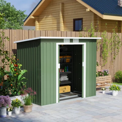 Outsunny Garden Storage Shed w/ window Double Door Green