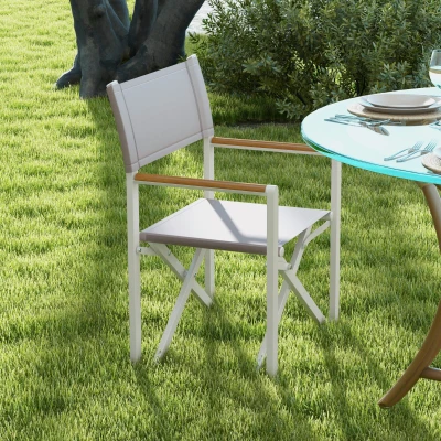Outsunny Sedia da campeggio 56x50x86cm Grigio chiaro