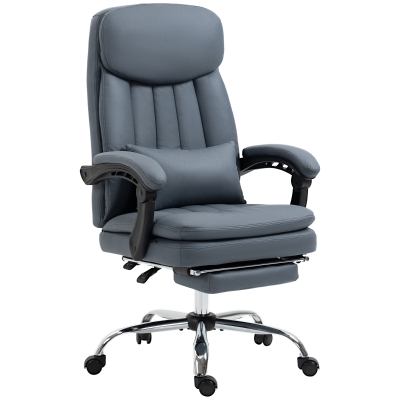 Vinsetto Silla de Oficina de Dirección con Masaje y Calefacción Altura Regulable Respaldo Inclinable Reposapiés Azul