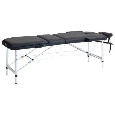 HOMCOM Klappbarer Massagetisch mit Höhenverstellung, aus Aluminium und Kunststoff, 215x60x61-84 cm, Schwarz