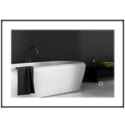 HOMCOM Miroir LED Salle de Bain 70x50 cm Cadre Aluminium Noir