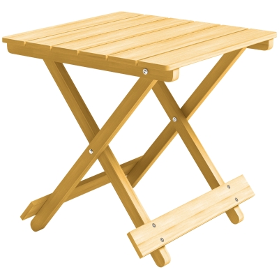 Outsunny Klappbarer Massivholz-Gartentisch, klappbarer Beistelltisch, leicht, Lattenoberteil 40 x 43 x 40 cm Naturholz