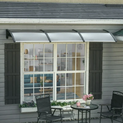 Outsunny Marquise Terrasse Polycarbonate Aluminium 303x100cm Marron