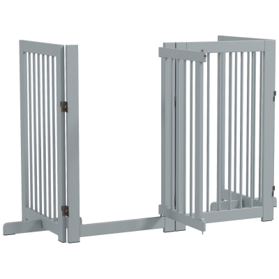 PawHut Barrière Chiens Pliable Bois 220x36x91cm Gris Clair