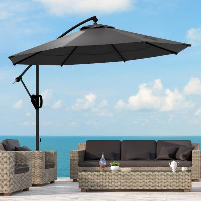 Outsunny Ombrellone a Braccio 293cm x 293cm x 260cm Grigio