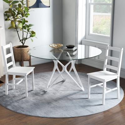 HOMCOM Set di 2 sedie da pranzo 41.5x46x90cm Bianco