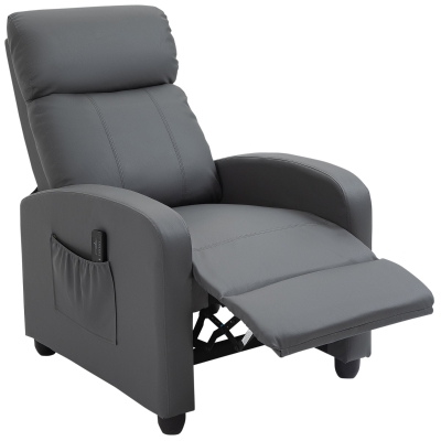 HOMCOM Massagesessel mit Fernbedienung und 8 Programmen, Verstellbarer Sessel und Fußstütze, 68x88x98cm, Grau