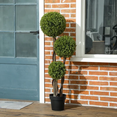 HOMCOM Buis Artificiel Extérieur Vert Noir