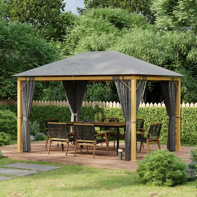 Outsunny Pergola da giardino 397x297x280cm Grigio scuro