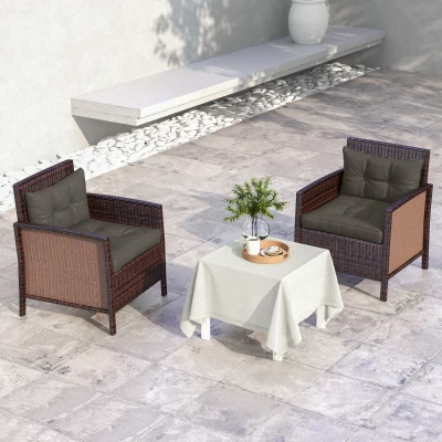 Outsunny Set mit 4 Gartenkissen mit 2 Sitzkissen und 2 Rückenkissen, Polyester, Anthrazitgrau