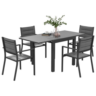 Outsunny Set tavolo e sedie da giardino 160x80x75cm Grigio foncé