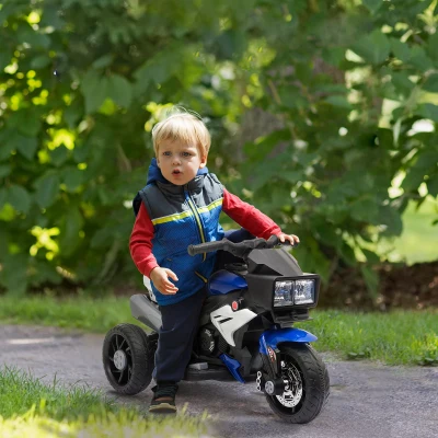 HOMCOM Moto Électrique Enfants 6V 3 Roues Lumières Bleu Noir