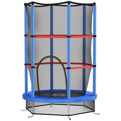 HOMCOM Trampoline Enfants Ø140cm Filet Protection Bleu Noir