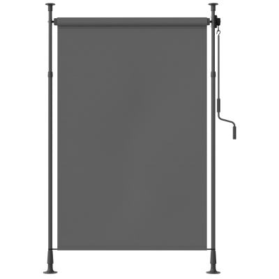 Outsunny Manueller ausziehbarer Standstore einstellbare Länge Kurbel Installation ohne Bohren Metall Alu. Polyester Dunkelgrau