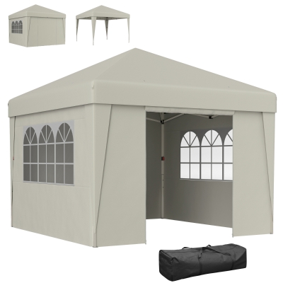 Outsunny Gazebo da giardino pieghevole 298x298x288cm Crema