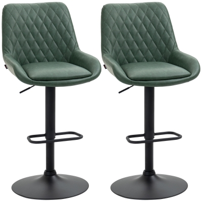 HOMCOM Set di 2 sgabelli da bar 51x59x117cm Verde scuro
