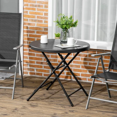Outsunny Tavolo da giardino 80x80x73cm Grigio scuro