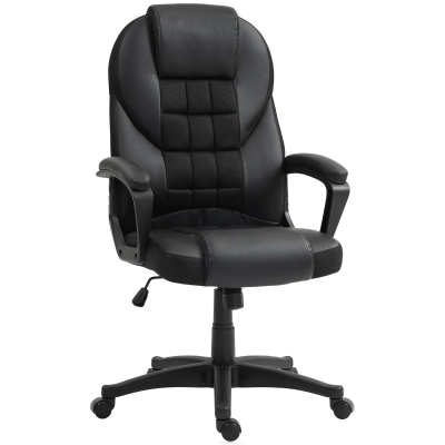 HOMCOM Silla de oficina silla de oficina con función basculante y asiento giratorio a 360° 65x69x110-120 cm Negro