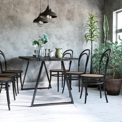 HOMCOM Set 2 Gambe per Tavolo Trapezoidali in Acciaio Nero