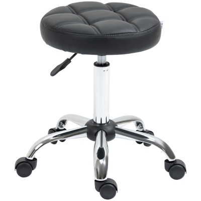 HOMCOM Tabouret Pivotant Réglable Similicuir Noir Matelassé