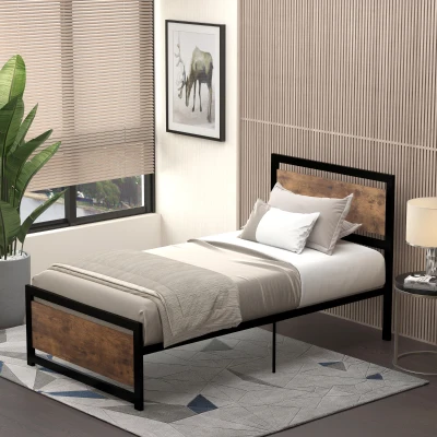 HOMCOM Struttura del Letto 97x195x103cm Marrone Rustico