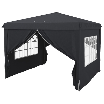 Outsunny Gazebo 3x3m Hauteur Réglable Métal Gris avec Sac