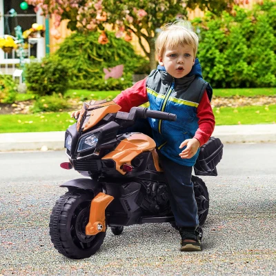HOMCOM Elektromotorrad für Kinder 18-48 Monate mit Lichtern und Hupe, aus PP und Metall, 88,5x42,5x49 cm, Orange