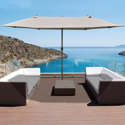 Outsunny ombrellone 460x270x240cm Grigio chiaro