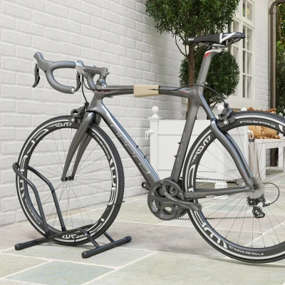 SPORTNOW Fahrradständer aus Stahl für Fahrradparken Boden-Fahrradständer für den Innen- und Außenbereich 59x41x38 cm Schwarz